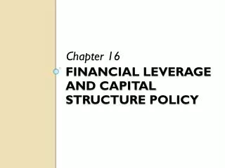 Financial leverage and capital structure policy