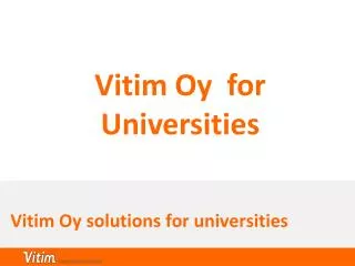 Vitim Oy solutions for universities