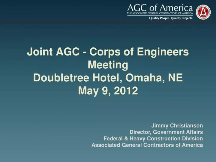 joint agc corps of engineers meeting doubletree hotel omaha ne may 9 2012