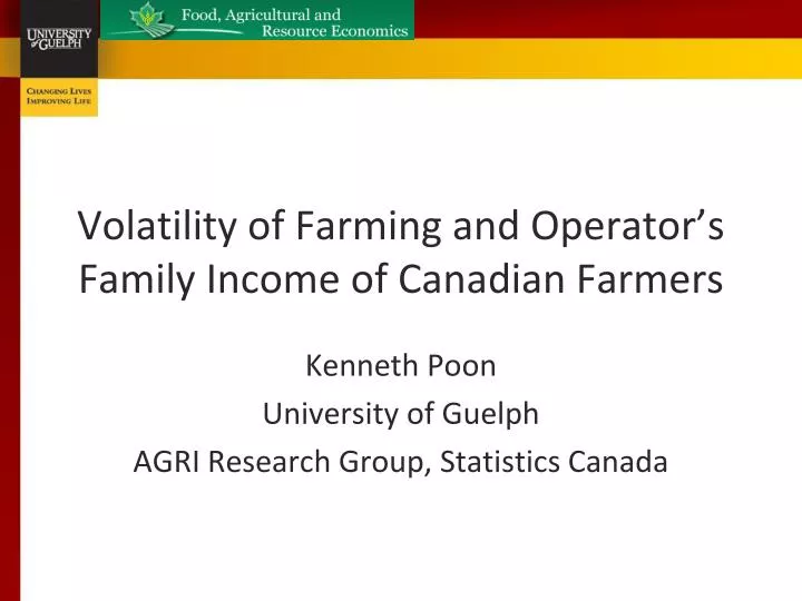 volatility of farming and operator s family income of canadian farmers
