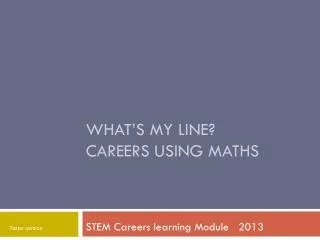 What’s my line ? Careers using maths