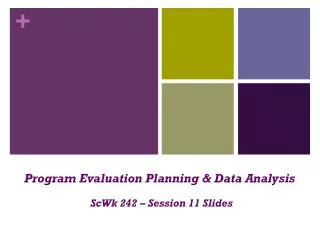 Program Evaluation Planning &amp; Data Analysis