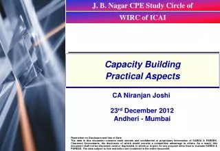 Capacity Building Practical Aspects
