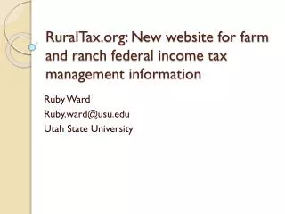 RuralTax.org: New website for farm and ranch federal income tax management information