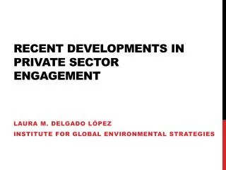 Recent Developments in Private Sector Engagement