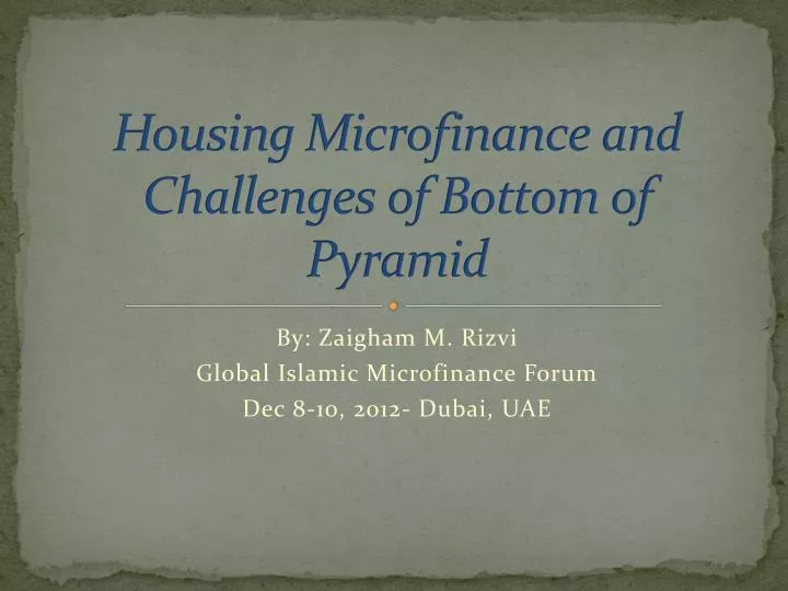 housing microfinance and challenges of bottom of pyramid