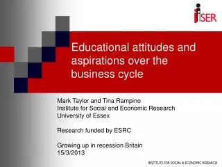 Educational attitudes and aspirations over the business cycle