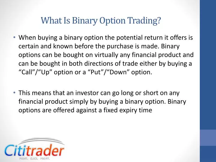 what is binary option trading