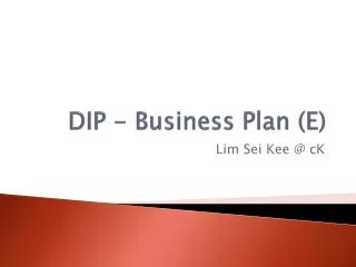 DIP - Business Plan (E)