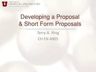 Developing a Proposal &amp; Short Form Proposals