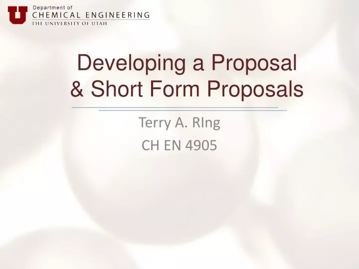 developing a proposal short form proposals