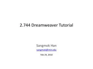 2.744 Dreamweaver Tutorial