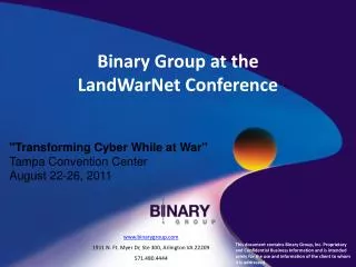 Binary Group at the LandWarNet Conference
