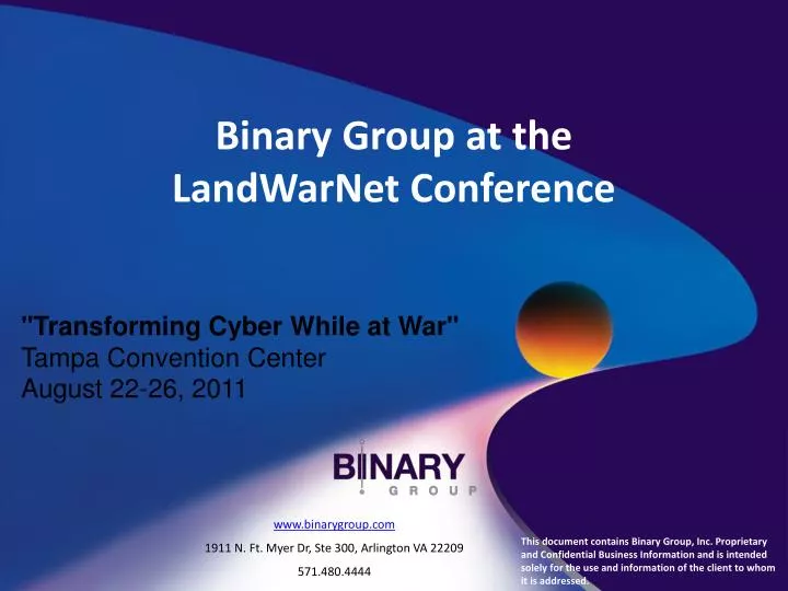 binary group at the landwarnet conference