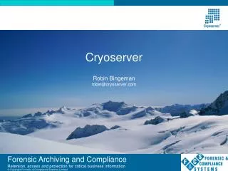 Cryoserver Robin Bingeman robin@cryoserver.com