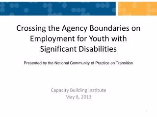 Crossing the Agency Boundaries on Employment for Youth with Significant Disabilities