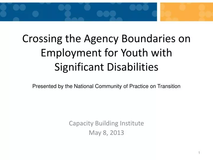 crossing the agency boundaries on employment for youth with significant disabilities