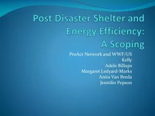 Post Disaster Shelter and Energy Efficiency: A Scoping