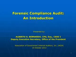 Forensic Compliance Audit: An Introduction