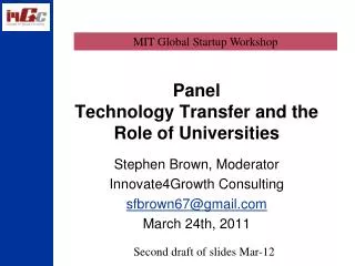 Panel Technology Transfer and the Role of Universities