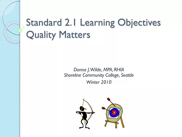 standard 2 1 learning objectives quality matters
