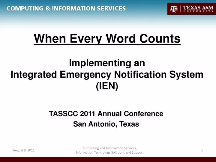 when every word counts implementing an integrated emergency notification system ien