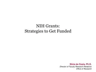 NIH Grants: Strategies to Get Funded