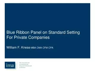 Blue Ribbon Panel on Standard Setting For Private Companies
