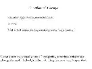 Function of Groups