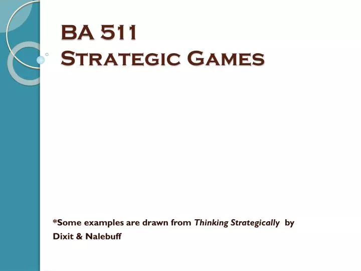 ba 511 strategic games