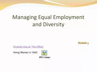 Managing Equal Employment and Diversity