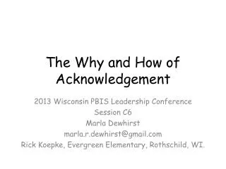 The Why and How of Acknowledgement