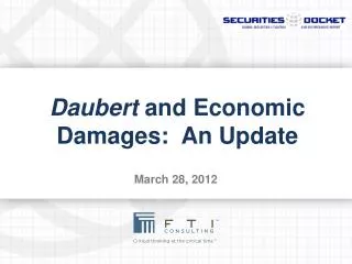 Daubert and Economic Damages: An Update