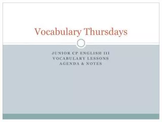 Vocabulary Thursdays