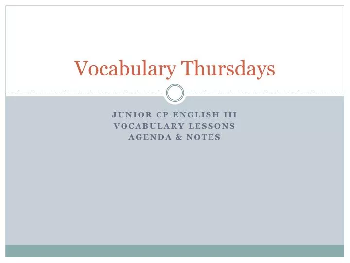 vocabulary thursdays