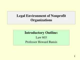 Legal Environment of Nonprofit Organizations