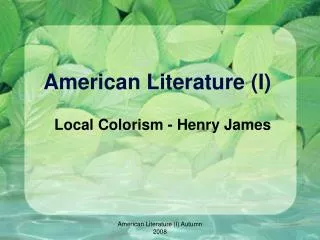 American Literature (I)