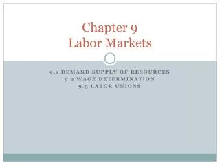 Chapter 9 Labor Markets