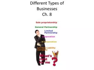 Different Types of Businesses Ch. 8