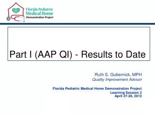 Part I (AAP QI) - Results to Date