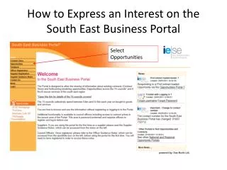 How to Express an Interest on the South East Business Portal