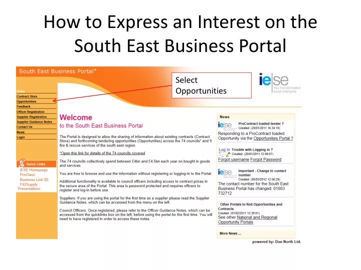 how to express an interest on the south east business portal