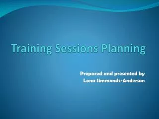 Training Sessions Planning