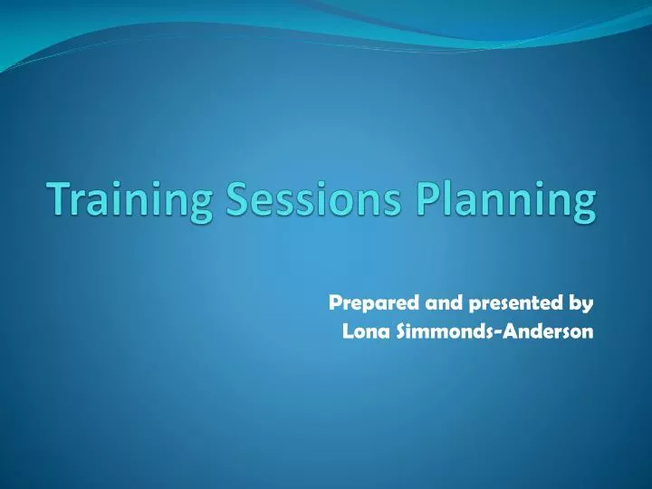 training sessions planning