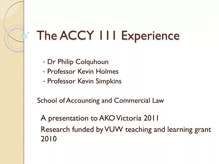 the accy 111 experience