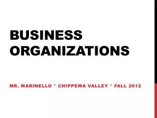 Business Organizations