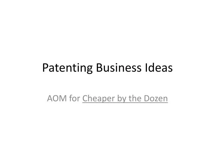 patenting business ideas