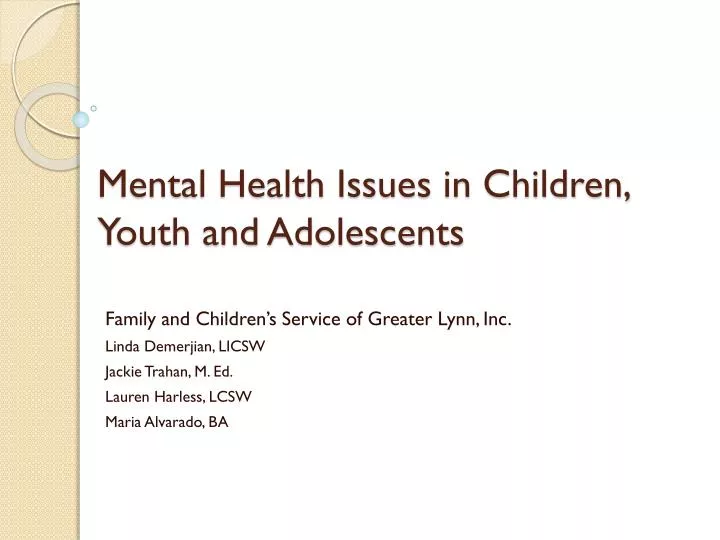 mental health issues in children youth and adolescents