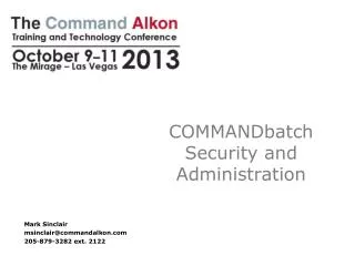 COMMANDbatch Security and Administration