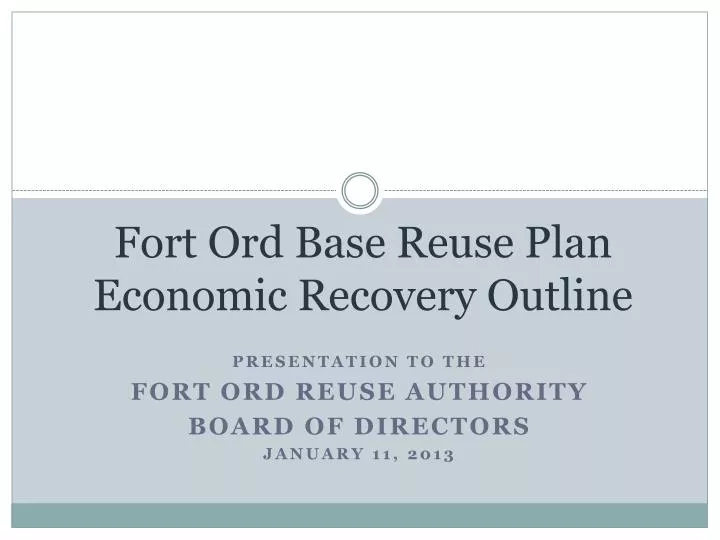 fort ord base reuse plan economic recovery outline